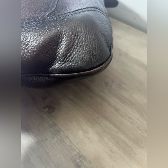 Prada Vitello Hobo bag large tote Deerskin leather dark cherry red gold logo - Picture 8 of 14